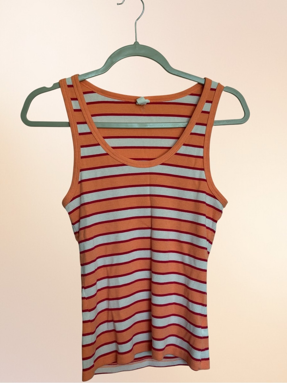 GAP Striped Ribbed Tank - Orange, Magenta& white
